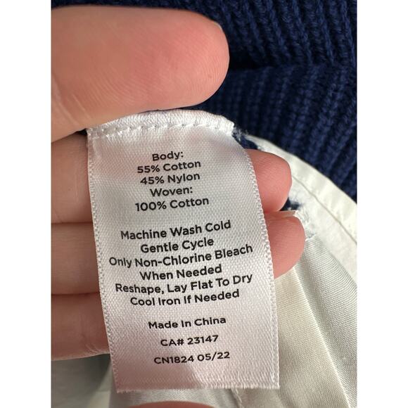 Talbots Sweater Womens Large Navy Blue Stripe Nautical Layer Mock Neck Red - Picture 4 of 7